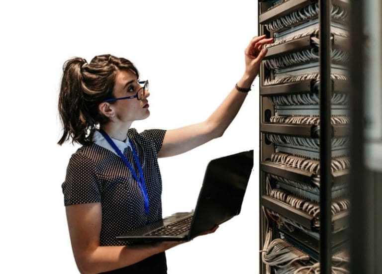 Tech Worker Working On Server