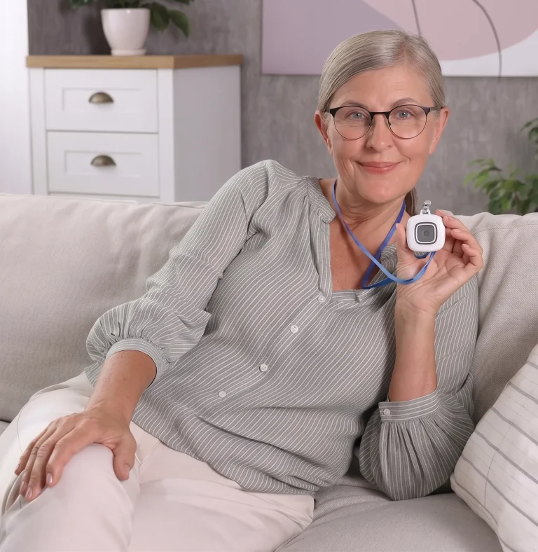 Senior woman with a pendant